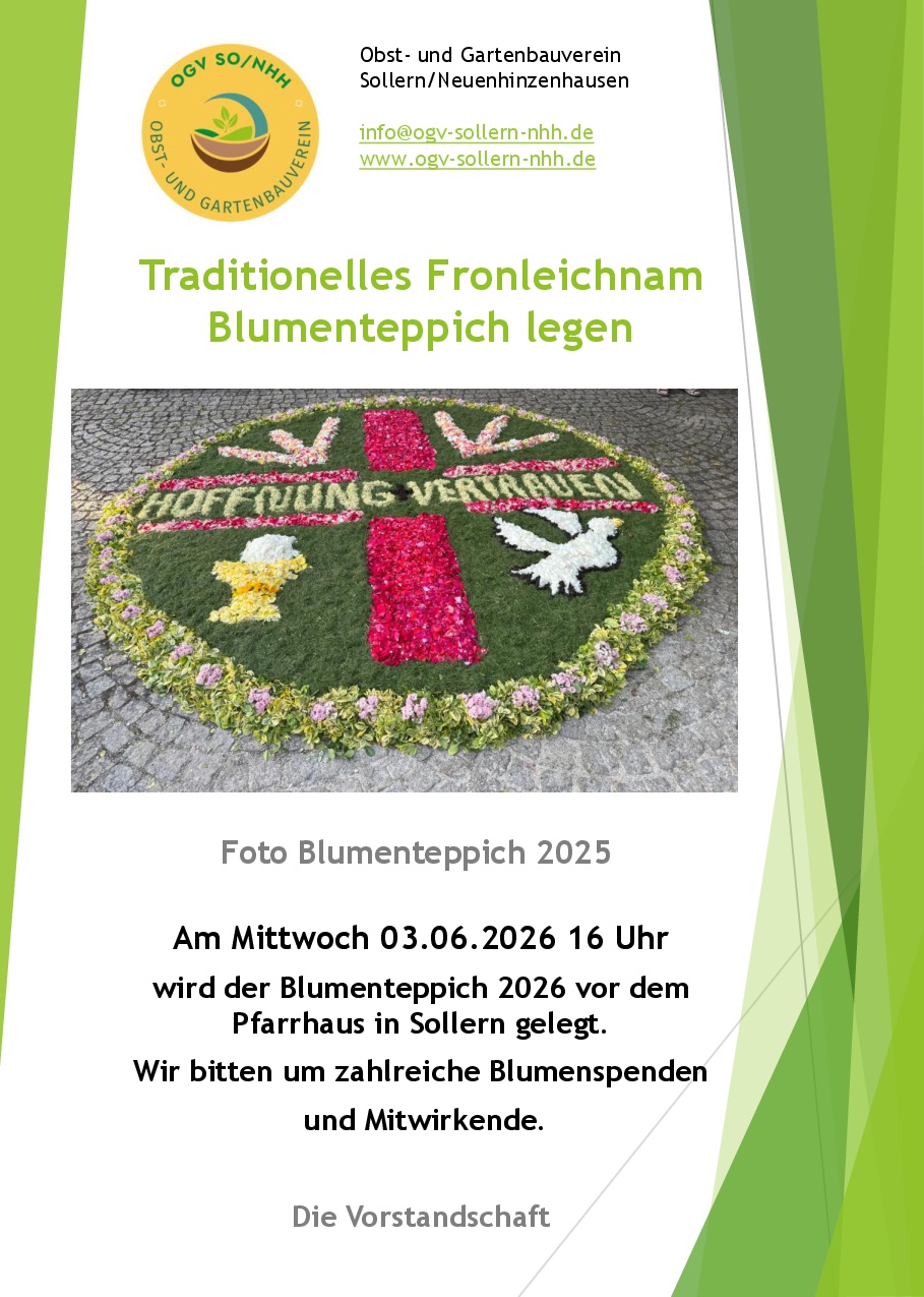 Einladung Blumenteppich Fronleichnam 2026
